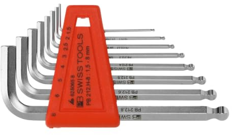 PB Swiss Tools Sechskant-Winkelschraubendreher-Satz, mit Kugelkopf, verchromt, 8-teilig