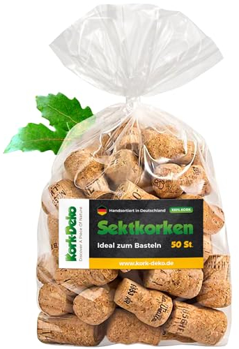 Sektkorken – gebrauchte Champagnerkorken aus Naturkork, 50 Stück, ideal für Basteln, DIY, nachhaltige Dekoration, Hochzeit, Platzkarten und kreative Upcycling Ideen