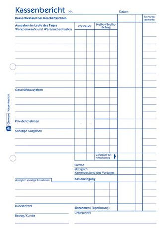 AVERY Zweckform Formularbuch Kassenbericht, A5, 50 Blatt