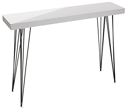 Versa White Dallas Tavolo Consolle, Tavolo da Ingresso, Tavolino Stretto, Misure (A x L x l) 80 x 25 x 110 cm, Legno e Metallo, Color Bianco