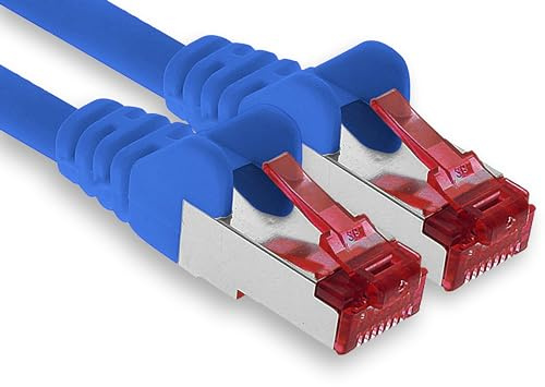 1aTTack.de - 1x 30m câble patch CAT6 S/FTP PIMF blindage CAT.6 câble réseau RJ45 câble Ethernet DSL LAN routeur commutateur modem panneau de brassage - bleu - 1 pièce