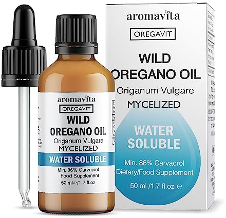 Oregavit Huile d'Origan Bio Soluble dans l'Eau - Complément Alimentaire pour le Soutien Immunitaire, Digestif et Respiratoire, Bain de Bouche - À Base de Plantes, Végan, Sans OGM, Sans Gluten - 50ml
