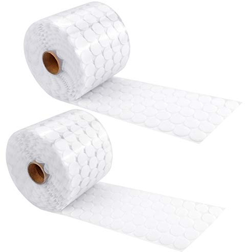 JANYUN 300 Stück Klettpunkte Selbstklebend 20mm Klett Punkte | Runde Klettverschluss, Weiß, 150 Stück Haken und 150 Stück Schlaufenmünzen, Für Klassenzimmer Büro Handwerk