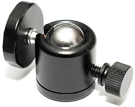 Mini rótula de metal de aluminio, cabezal de trípode de 360°, articulación esférica de 1/4, rosca de 1/4, color negro