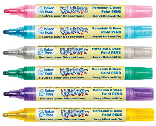 Baker Ross AT520 paint markers - pack of 6, acrylic glitter marker set, art and craft supplies