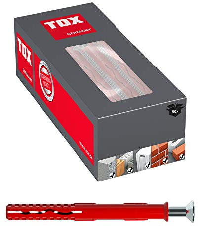 TOX Rahmendübel Fassad SK 10 x 80 mm + Schraube, Dübel für sichere Befestigungen von Fassaden, Türen und Fenstern in fast allen Baustoffen, Durchsteckmontage, 50 Stück im Karton, 062101401
