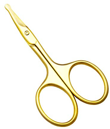 Yutoner Eyebrow and Nose Hair Safety Curved Scissors, 3.7 Inch Stainless Steel Professional Facial Hair Beard Eyelashes Eyebrow and Moustache Scissors Trimmer (Gold Safety Head)