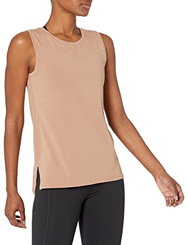 Amazon Essentials Women's Soft Cotton Relaxed-Fit Yoga Tank Top (Available in Plus Size), Light Brown, L