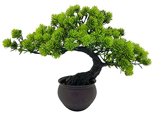 Fycooler Artificial Tree Potted Artificial Fake Plants Faux Japanese Pine Bonsai Simulation Zen Garden Fake Plant Artificial Potted PlantsTree for Zen Garden Home Office Indoor Décor Desktop Display