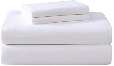 Laura Ashley Home - Sábanas matrimoniales, Juego de Cama de Franela de algodón, Cepillado para Mayor suavidad y Comodidad (Blanco, matrimonial)