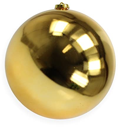 Palla di Natale Gigante Ø 20 cm in Plastica LUCIDA ORO ROSSO Infrangibile Resistente Ai Raggi UV per Esterno Decorazioni PERLATA per Negozio, Vetrina, Luminarie Esterna Sfera Natalizia (Oro)