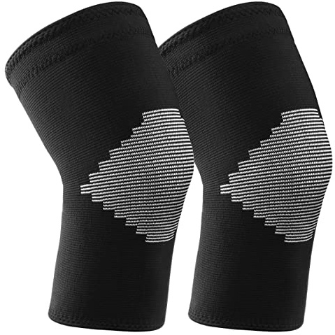 Goosehill Knee Supports 2Pack, Compression Breathable Knee Support Brace, Non-Slip Joint Protection Knee Support for Men & Women, Knee Brace Support for Running, Sports, Knee Pain Relief Black