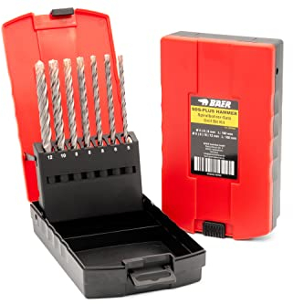 BAER SDS-Plus Hammerbohrer Set (7 tlg.) 5-12mm - Bohrer Satz für Beton, Stein, Granit - Betonbohrerset - Hammerbohrersatz