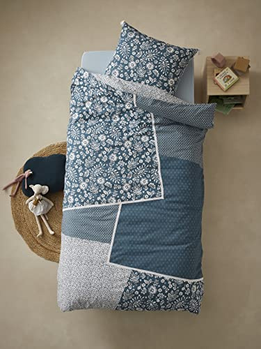 Vertbaudet Kinder Bettwäsche-Set „Boho“ Marine/wollweiß 140X200 50X75