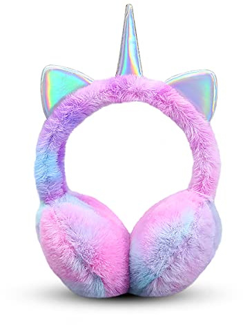 Jagowa Unicorn Earmuffs - Warm, Fuzzy, Cute for Ladies, Children, Girls & Adults, Purple