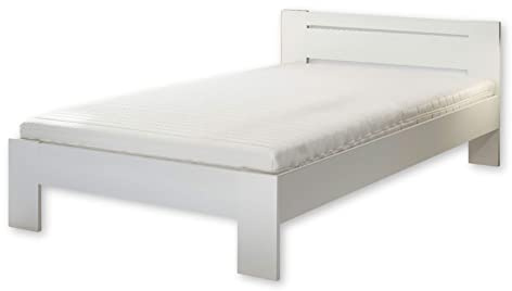 CANNES Futonbett 120 x 200 cm - Minimalistisches Jugendzimmer Bett in Weiß - 125 x 71 x 204 cm (B/H/T)