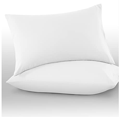 GC GAVENO CAVAILIA Microfiber Pillow Cases 2 Pack - Plain Dyed Housewife Pillowcases - White - (74x48 cm)