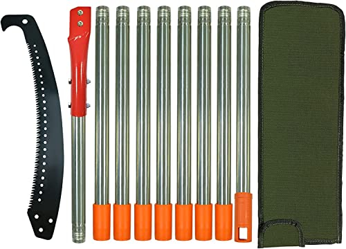 SUNORCHID Sega da potatura con manico da 4 m, lunghezza regolabile, set di attrezzi da giardino, asta ad alta capacità con borsa per il trasporto, taglia in modo pulito e veloce per rami
