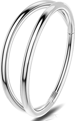 OUFER 20G 0.8mm Nasenpiercing Chirurgenstahl Helix Hoop Nose Ring Nasenring Nasen Piercing Nase Nostril Stecker Silber Nasenstecker Schmuck Rook Tragus Conch Daith Earring Frauen Männer 8 mm