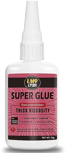 Sekundenkleber extra stark, 25g, Cyanacrylat(CA) Kleber, Superkleber extra stark für alles, Inkl.Anti-Verstopfungskappe und dünnen Aufsetzkanülen, Sekundenkleber flüssig - Dickflüssig 1500 CPS
