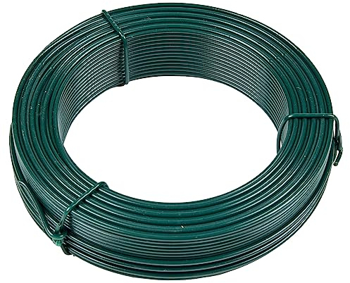Flandria Filo di Ferro plastificato Verde Ø2,4mm rotolo 50m Filo metallico rivestito in PVC per legatura giardino, filo tensione recinzione, fai da te