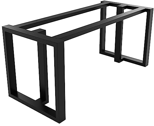 MetaloPro Tischbeine Metall, Schwerlast Stahl Schreibtisch Beine, Tischkufen Schwarz und Schrauben, Bodenschoner, Trapez Tischgestell für Moderne Couchtisch, Esstisch, Wohnzimmertisch – 140x70x72 cm