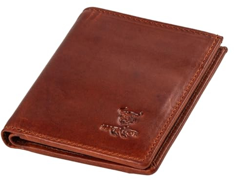 MATADOR Slim Wallet Chicago mit Münzfach & RFID-Schutz - Handgefertigter Echt Leder Mini Geldbeutel Klein für Herren – Karten Portemonnaie für Männer in Vintage Braun – Inkl. Geschenk-Box