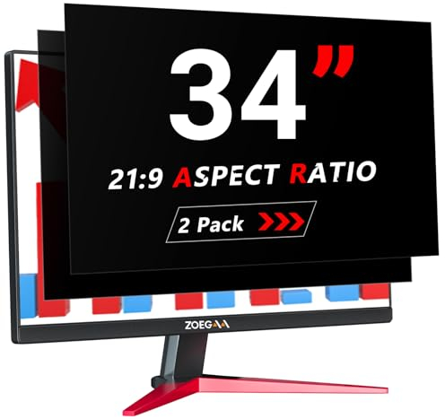 ZOEGAA 2 Stück Blickschutzfolie 34 Zoll Curved 21:9 Entwickelt und Produziert Fabrik,Abnehmbar Blickschutzfilter & Anti-Blaulicht Sichtschutzfolie für HP Dell Acer Asus Samsung Lenovo