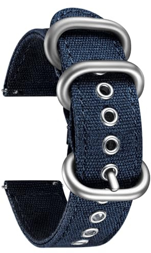 BINLUN Canvas Uhrenarmband 18mm 20mm 22mm 24mm Stoff Uhrenarmbänder Schnellverschluss Smartwatch Armband Ersatzarmbänder Segeltuch Uhrband Sailcloth Sport Strap Textil Uhrenarmbänder für Herren Damen