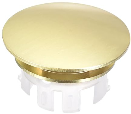 sourcing map Sink Trim Overflow Cover, Sink Overflow Rings Bathroom Kitchen Basin Drain Cover Hole Insert in Round Caps, Gold Tone