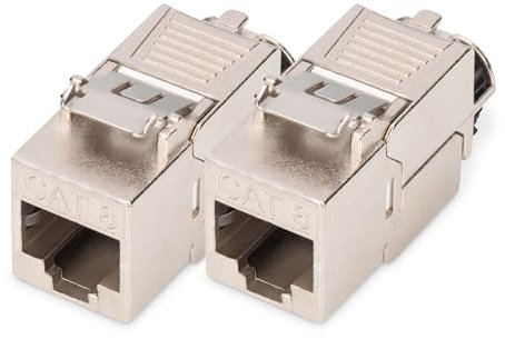 DIGITUS Modulo Keystone Cat 8.1-2 Pezzi - Presa di Rete RJ45 Cat8 schermato - 2000 MHz - 25GBase-T & 40GBase-T - 25 Gbit/s & 40 Gbit/s - AWG 26/7 a AWG 22/1 - Montaggio Senza Attrezzi