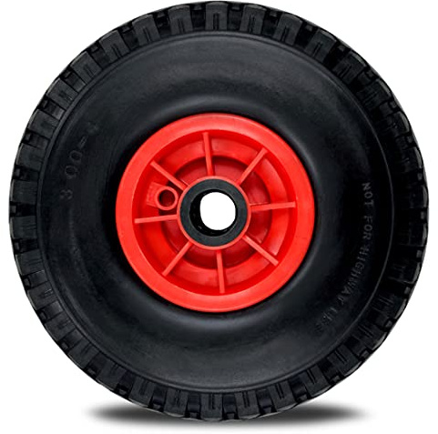 TAMS® Sackkarrenrad pannensicher Vollgummireifen 3.00-4 Ø 260 mm Ersatzrad PU Rad Sackkarre Ersatzrad Bollerwagen schwarz/rot (20x85 mm)