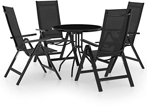 SFNIOKFG 5-teiliges Bistro-Set in Schwarz und Anthrazit, Bistrotisch und Stühle für Balkon, Terrasse und Hinterhof, Gartenmöbel für den Außenbereich, Terrassen-Bistro-Set