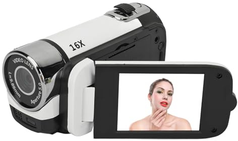 GOWENIC Fotocamera Digitale, Videoregistratore 1080P, Zoom 16X, Videocamera 16MP con Luce di Riempimento, Selfie, Registrazione in Loop, Filigrana Temporale, Porta USB per Viaggi (WHITE)