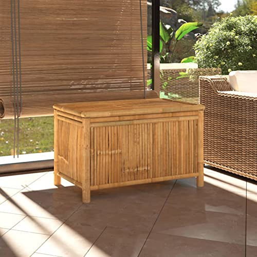 Homgoday Aufbewahrungsbox für den Garten, 90 x 52 x 55 cm aus Bambus, Möbel, Truhen und Truhen für den Außenbereich, Aufbewahrungsbox für Garten, Gartengeräte, Sitzsack für den Außenbereich, Truhe für