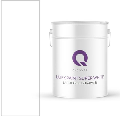 Q-COVER Latexfarbe Extraweiss 10L (ca.70m2) Innenfarbe Wandfarbe Deckenfarbe Klasse 3 Mattfarbe Für Allergiker Geruchlos Scheuerfest Hohe Deckkfraft