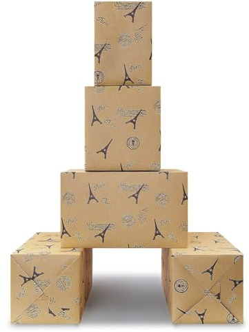 Papel de regalo de París, 4 hojas de papel de regalo romántico francés Torre Eiffel de París, papel kraft para bodas, cumpleaños, despedidas de soltera, día de San Valentín, día nacional, embalaje de