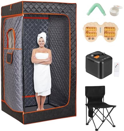 Outmax Sauna portatile per la casa, sauna a vapore portatile con vapore da 3 l, tenda sauna per palestra, yoga, pilates, relax spa a casa (arancione)