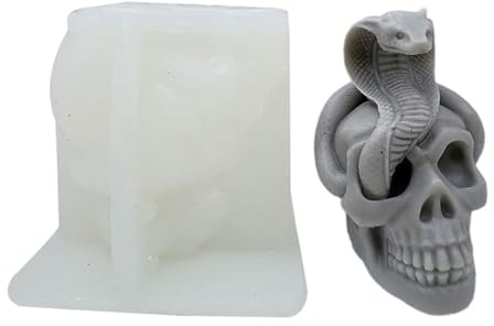 YAPAILANG 3D Snake Skull Molds Silicone Moulds Halloween Molds Handmade Scented Molds For Fondant Cake Decorations