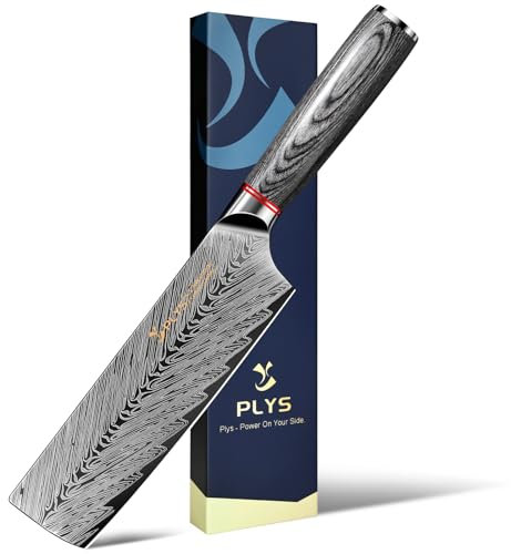 Plys Coltello Affilato Giapponese, Coltello Professionale da Cucina in Acciaio Inossidabile lama Affilata, Manico in Legno Coltello Cuoco per Cucina e Ristorante uso