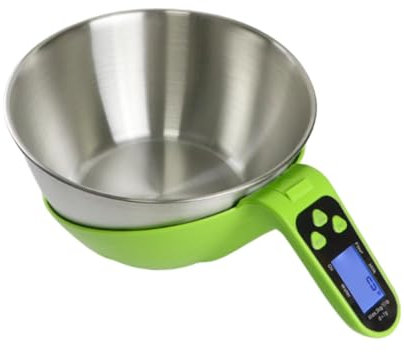 Colcolo Küchenwaage für Lebensmittel, Digitale Küchenwaage, mit 1 g Genauigkeit, 5 kg/11 lb, mit Schüssel und Messbecher, vielseitig einsetzbar zum Kochen und, GrÜn