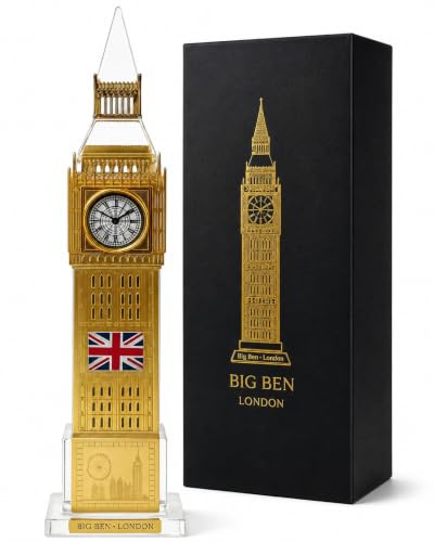 JRose Collections Crystal Glass London Big Ben Clock Souvenir ornamento con luci – regalo decorativo (22 cm)