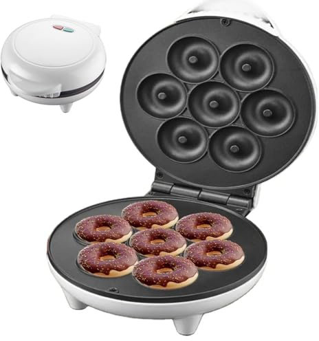 750W Electric Doughnut Machine, 7 Holes Home Automatic Pancake Doughnut Makers With LED Indicator Light, Non-stick Coating Breakfast Machine for Kitchen, Restaurant, Snack Bar