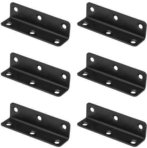 6 PCS Stainless Steel Corner Braces,L-Shaped Extended Fastening Brackets (Black)