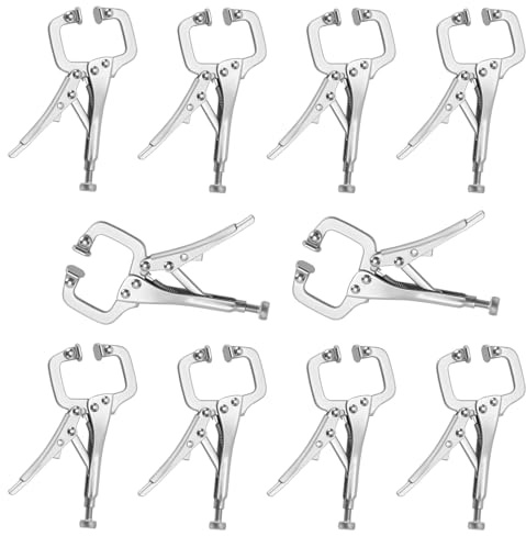 JIAYUET 10 Pack 5 Inch Vice Grip C Clamp Pliers, 13cm Adjustable Welding Locking C Clamps