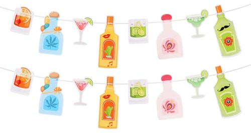 BOXOB Drink Birthday Banner, Pre-Strung Bar Tequila Theme Party Decorations Photo Backdrop for Birthday Veil Bachelorette Fiesta Margarita & Cocktail Night Stock Celebrations the Bar Decor