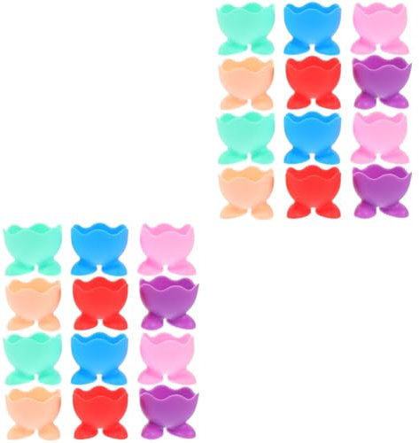 Cabilock 2 Ensembles Support À Œufs Silicone Coquetiers Colorés pour Pâques Porte Oeufs Adorables Silicone pour Déjeuner Et Décoration De Table 12 Pièces * 2