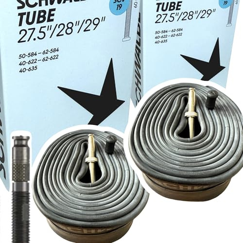 F26 MTB Fahrradschläuche 27,5/28/29 Zoll, SCV 19, 2 Stück | Für Reifenbreiten 1,9-2,4 Zoll und 650B, Ersatzschlauch-Set mit Clik Valve