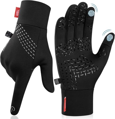 PULIOU Handschuhe Herren Damen Winter Warme Fahrradhandschuhe Winterhandschuhe Fahrrad Handschuhe Sporthandschuhe Laufhandschuhe Touchscreen Winddichte rutschfest Elastisch M