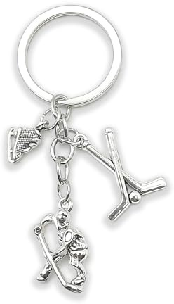 Zynara Eishockey Schlüsselanhänger, Sport Glücksbringer mit Spielerfigur | Glücksbringer Schlüsselanhänger für Auto,Tasche,Geschenk zur Einschulung,Weihnachten, Geschenke Für Frauen Männer Fans